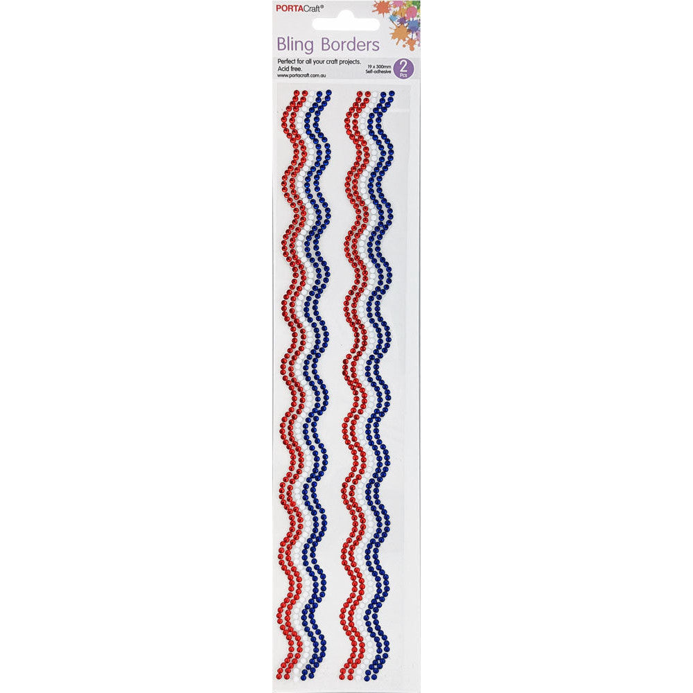 Rhinestone Borders Waves 2pk - Aussie Flag