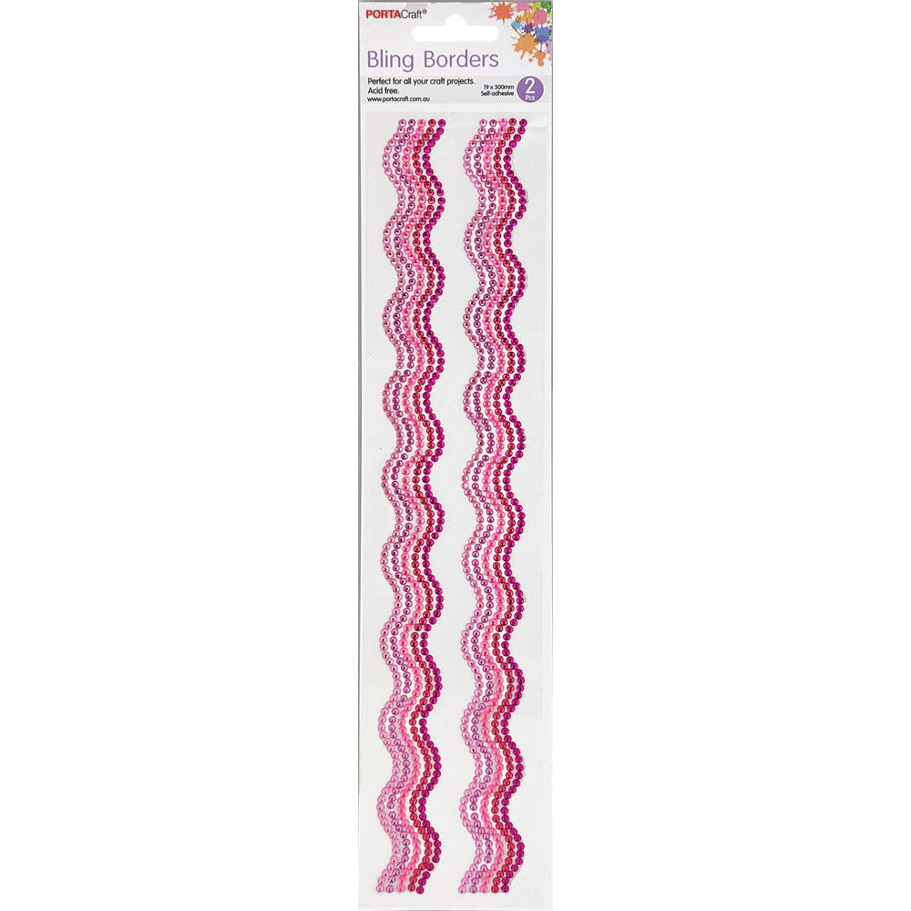 Rhinestone Borders Waves 2pk - Pink Mix