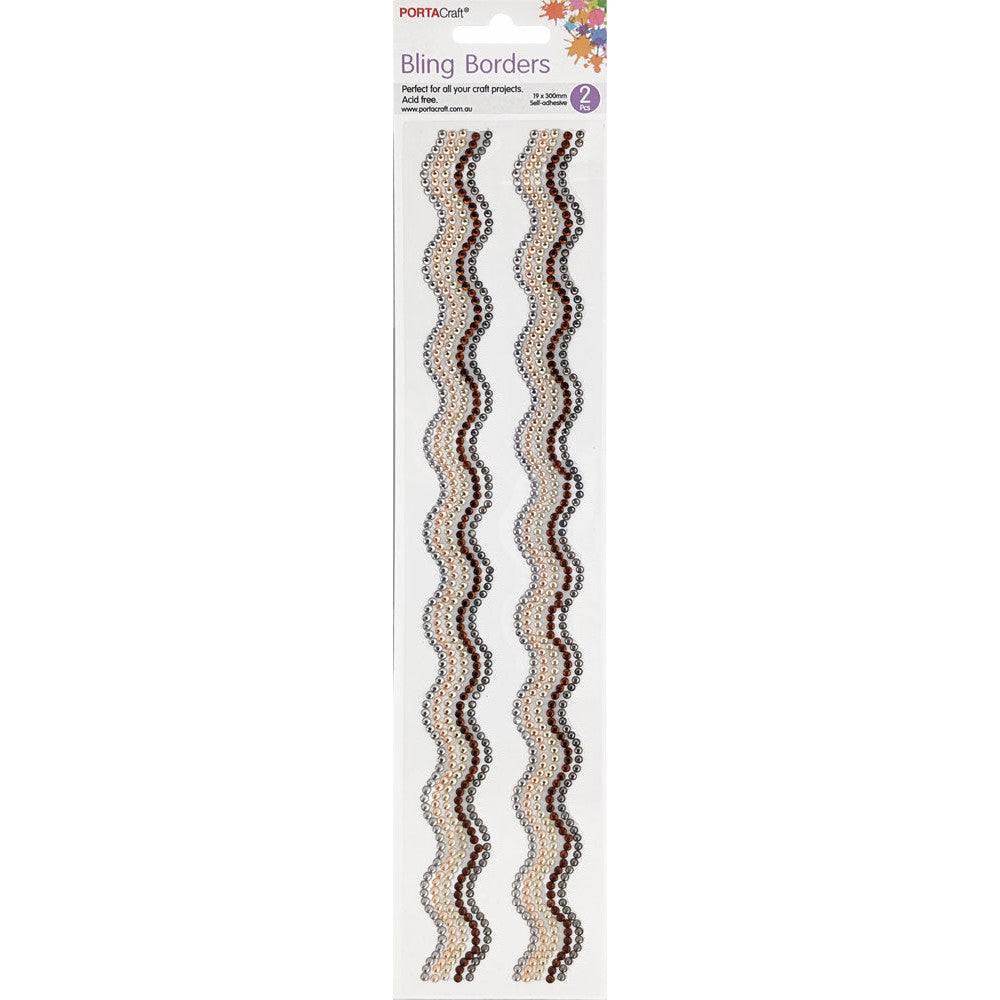 Rhinestone Borders Waves 2pk - Solid Metal