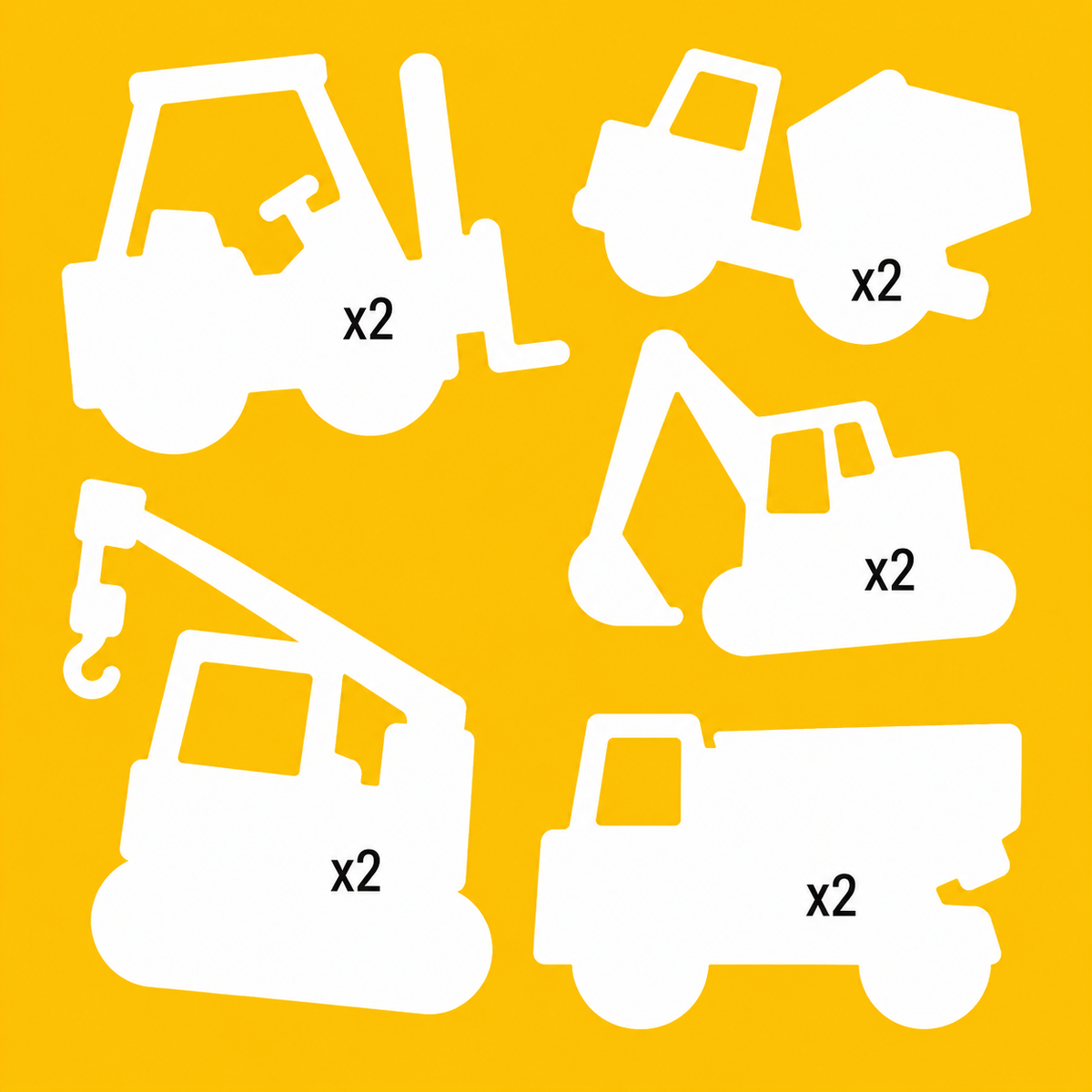 Construction-themed cardstock cut-outs for building activities, classroom craft and handmade cards