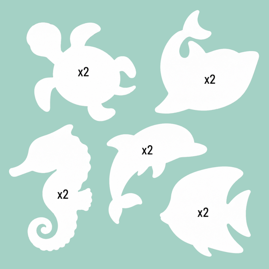 Marine animal cardstock cut-outs for classroom projects, sea life crafts and kids activities