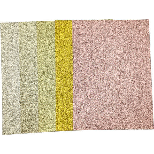 A4 Glitter Card 220gsm 5pk Gold Tones