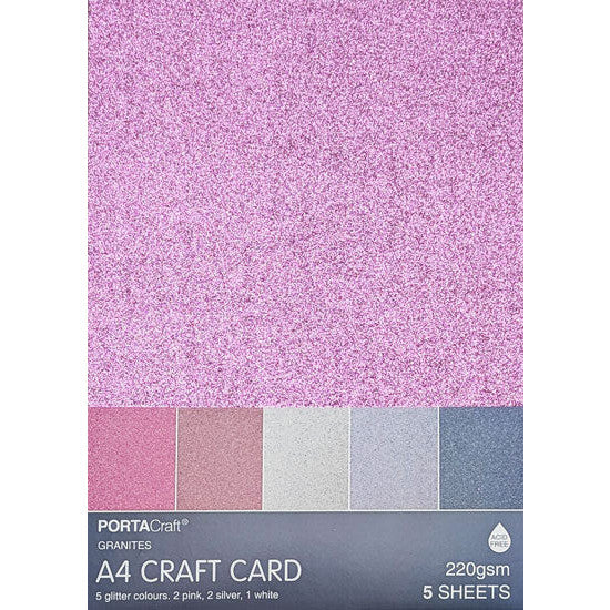 A4 Glitter Card 220gsm 5pk Granite Tones