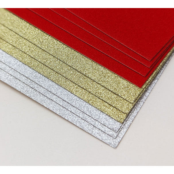 A4 Glitter Card 220gsm 10pk Silver Gold Red