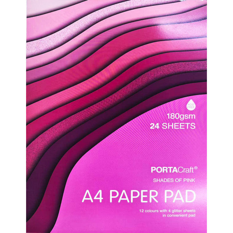 A4 Paper Pad 180gsm 24pk Pinks