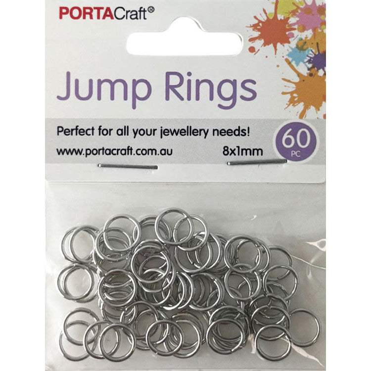 Porta Craft Silver Colour Jump Rings 8x1mm
