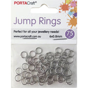 Porta Craft Silver Colour Jump Rings 6x0.8mm