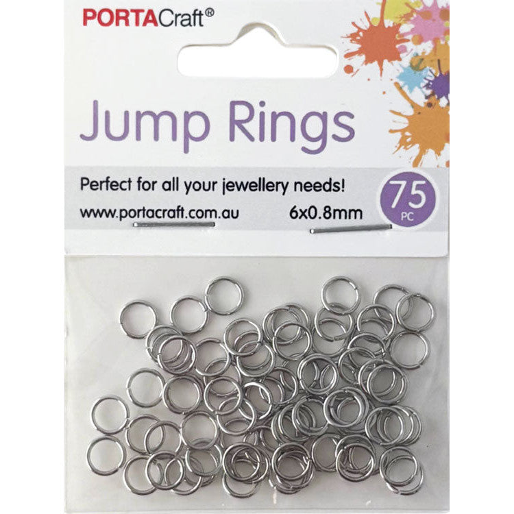 Porta Craft Silver Colour Jump Rings 6x0.8mm