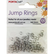 Porta Craft Silver Colour Jump Rings 4x0.5mm