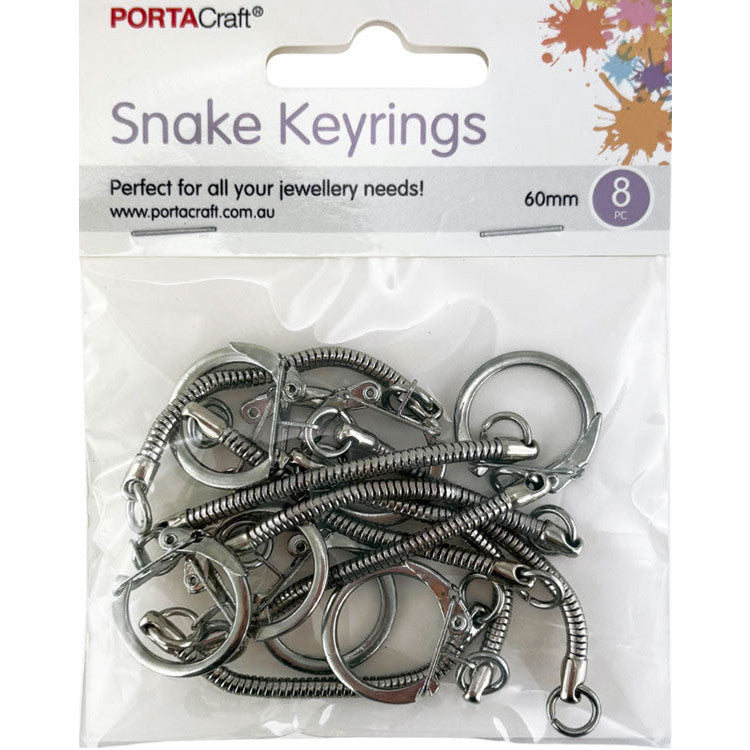 Porta Craft Silver Colour Snake Chain Keyrings 60mm