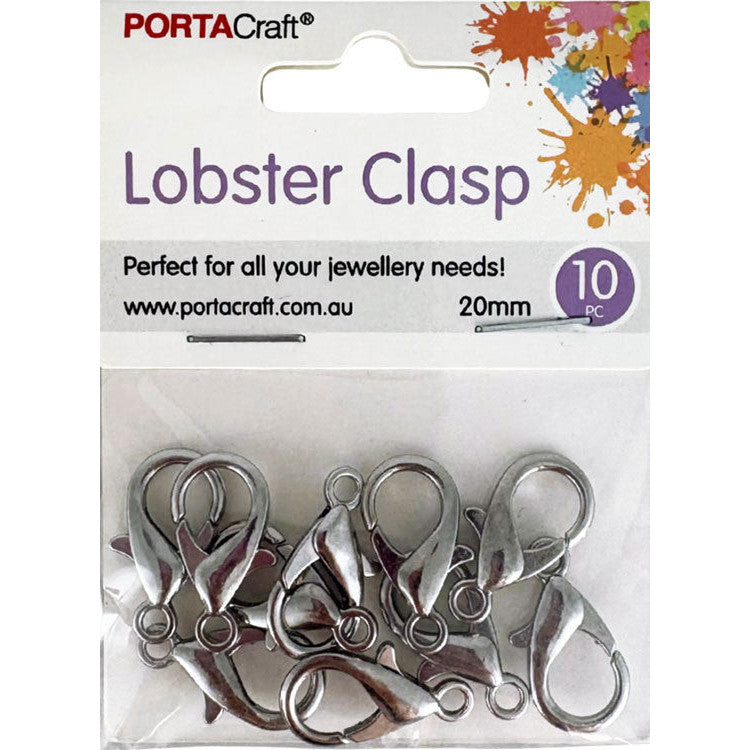 Porta Craft Silver Colour Lobster Clasps 20x10mm