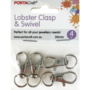 Porta Craft Silver Colour Swivel Lobster Clasps 30mm