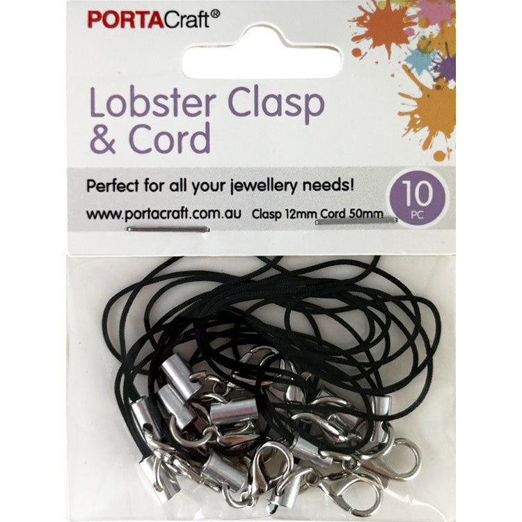 Porta Craft Black Loop Cords with Lobster Clasps