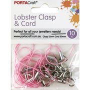 Porta Craft Pink Loop Cord with Lobster Clasps