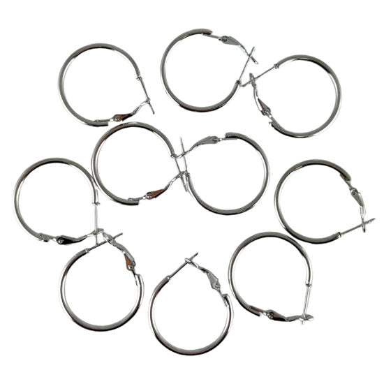Earring Hoops 25mm 10pk - Silver Colour
