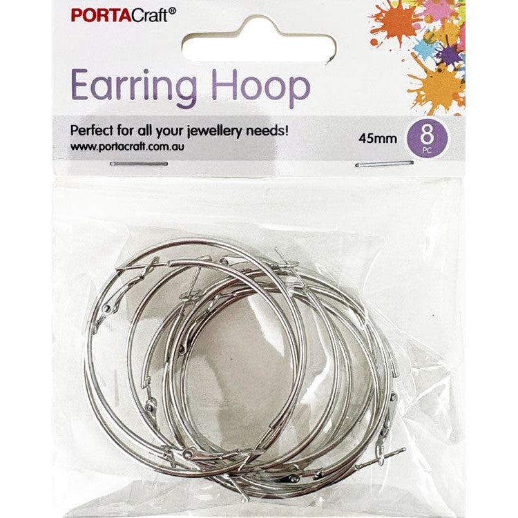 Porta Craft Silver Colour Earring Hoops 45mm