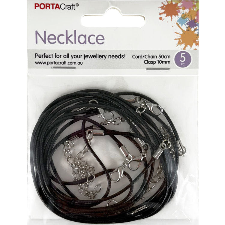 Porta Craft Black Wax Cord Necklace 50cm