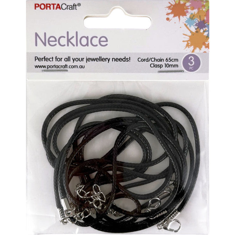 Porta Craft Black Wax Cord Necklaces 65cm