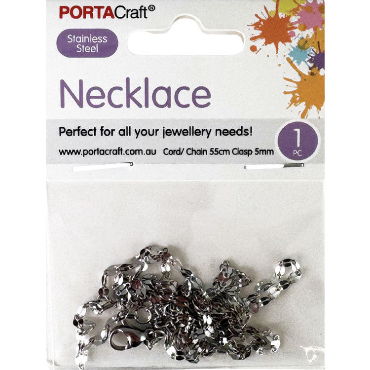 Porta Craft Stainless Steel Necklace Chain Silver 55cm