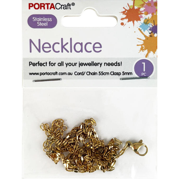Porta Craft Stainless Steel Necklace Chain Gold 55cm