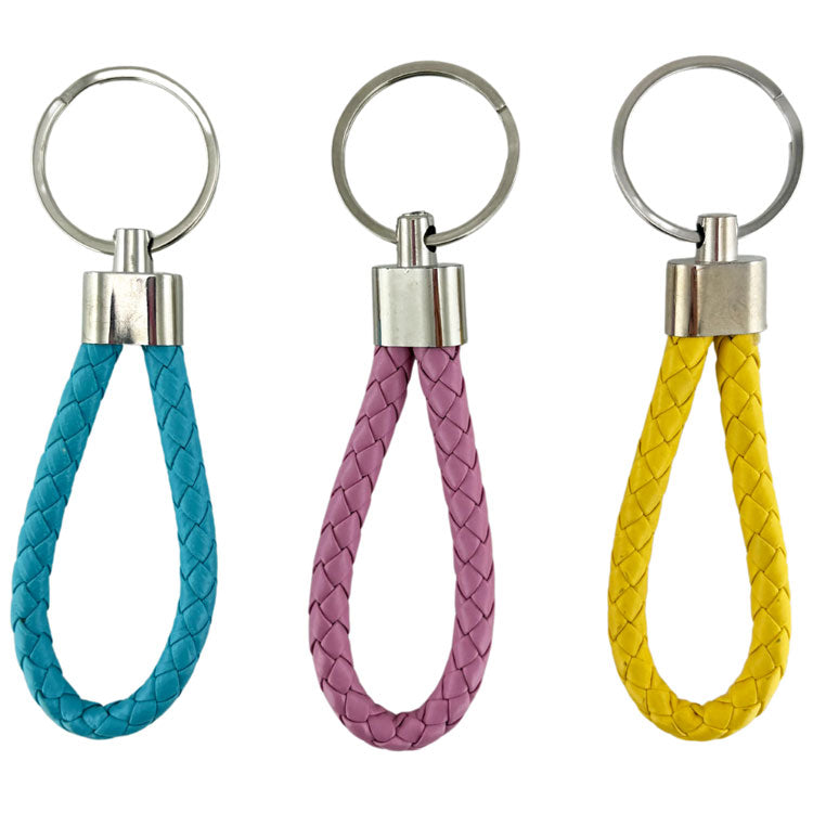Faux Leather Keyrings 11cm 3pk - Blue, Pink and Yellow
