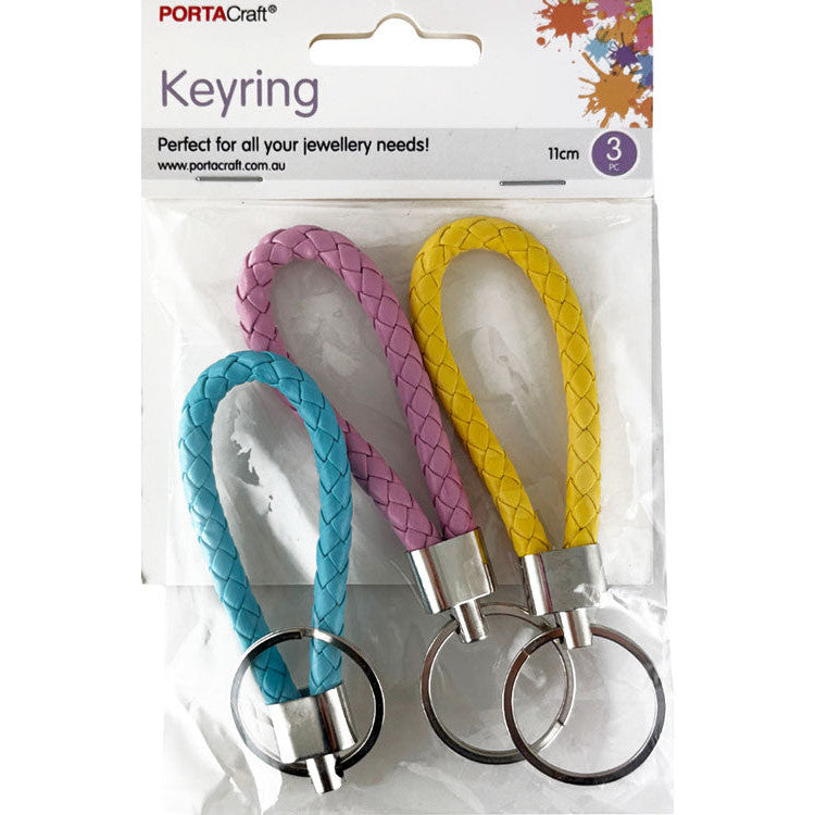 Porta Craft Faux Leather Keyrings Blue Pink Yellow