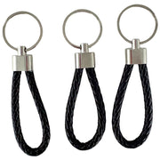 Faux Leather Keyrings 11cm 3pk - Black