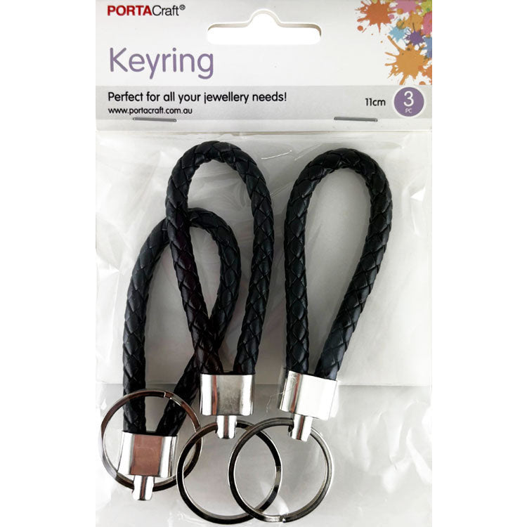 Porta Craft Black Faux Leather Keyrings 11cm
