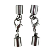 Necklace Caps 6mm with 10mm Lobster Clasps 2pk - Silver Colour