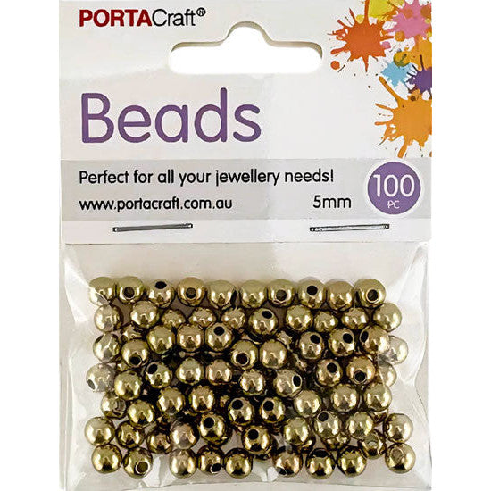 Porta Craft Gold Colour Round Beads 5mm