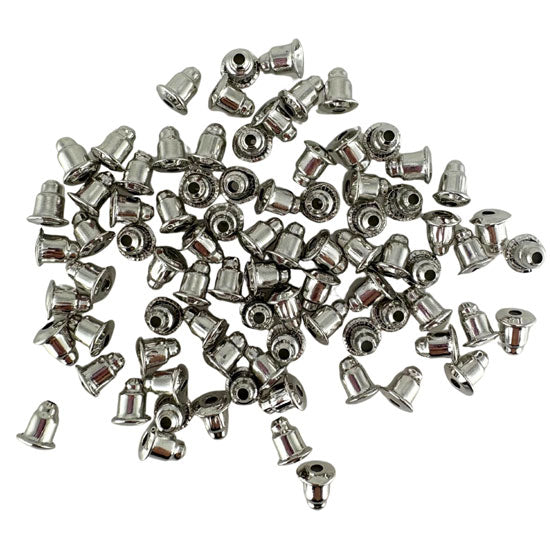 Earring Backs Bullet Clutch 5mm 80pk - Silver Colour
