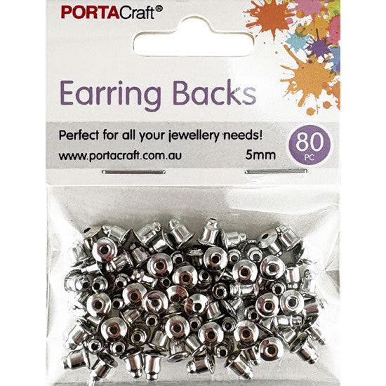 Porta Craft Silver Colour Bullet Clutch Earring Backs