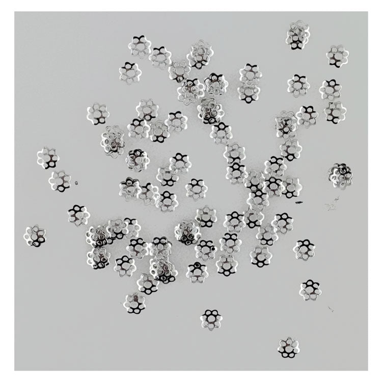 Porta Craft Silver Colour Floral Bead Caps 6mm
