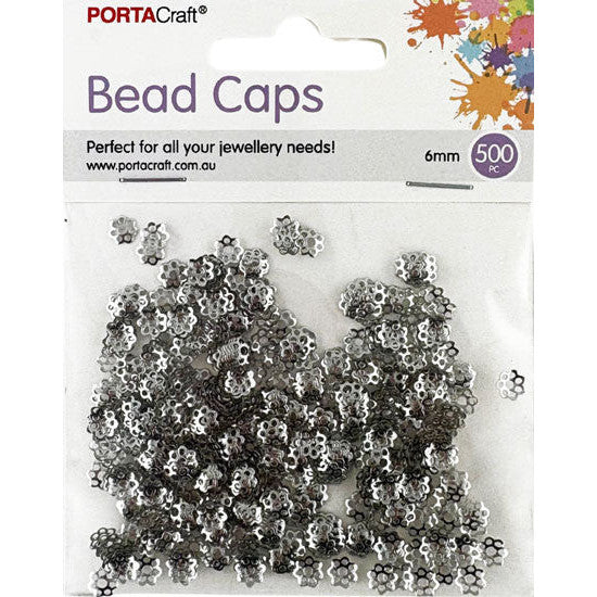 Floral Bead Caps 6mm 500pk - Silver Colour