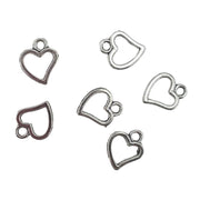 Metal Heart Charms 10pk - Silver Colour