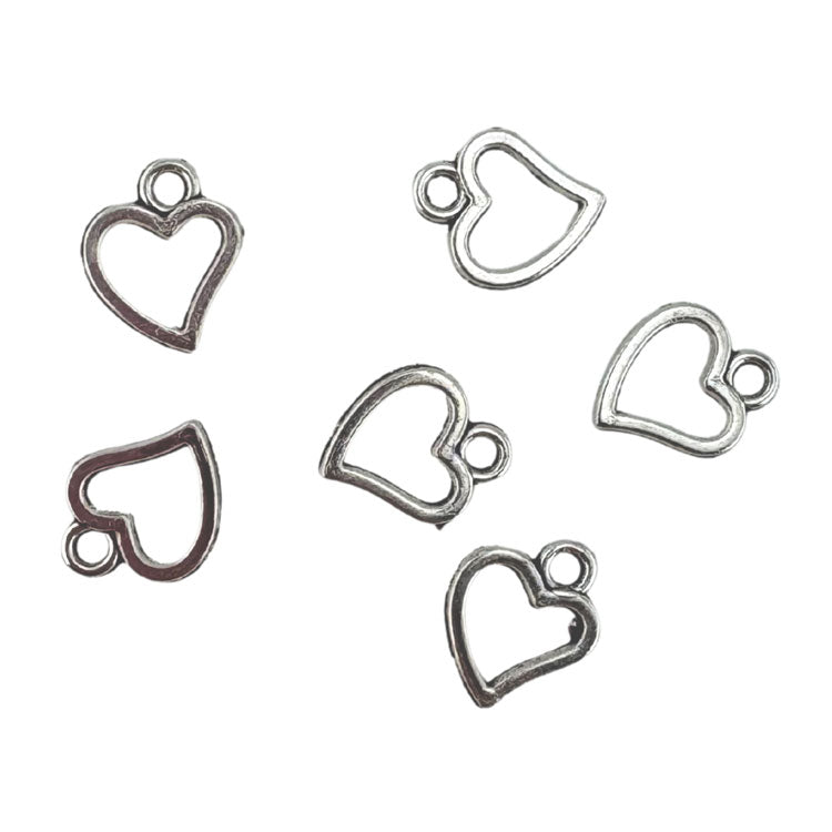 Metal Heart Charms 10pk - Silver Colour
