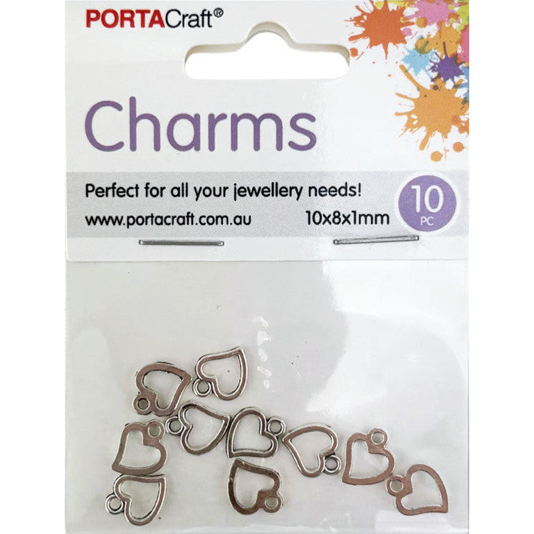 Porta Craft Silver Colour Metal Heart Charms