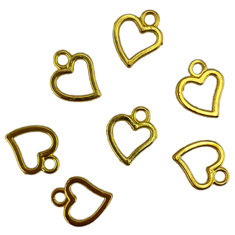 Metal Heart Charms 10pk - Gold Colour