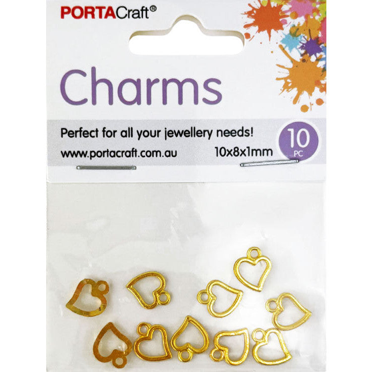 Porta Craft Gold Colour Metal Heart Charms