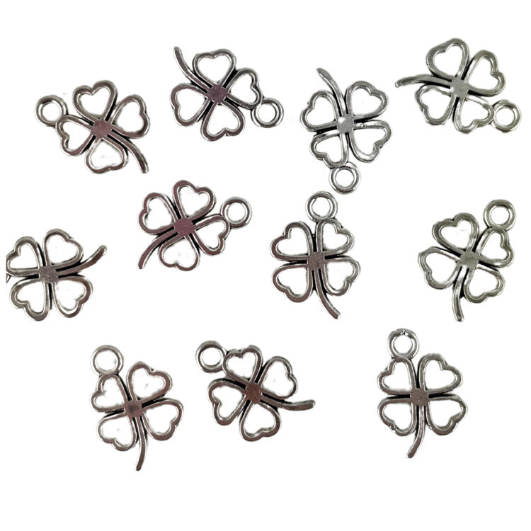 Metal Clover Charms 10pk - Silver Colour