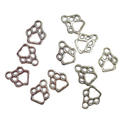 Metal Paw Print Charms 10pk - Silver Colour