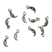 Metal Moon Charms 10pk - Silver Colour