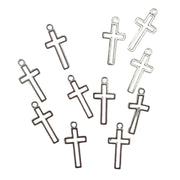 Metal Cross Charms 10pk - Silver Colour