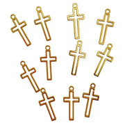 Metal Cross Charms 10pk - Gold Colour