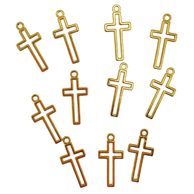 Metal Cross Charms 10pk - Gold Colour