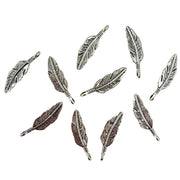 Metal Feather Charms 10pk - Silver Colour