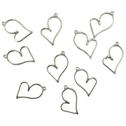 Metal Large Heart Charms 10pk - Silver Colour