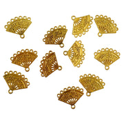 Metal Fan Charms 10pk - Gold Colour