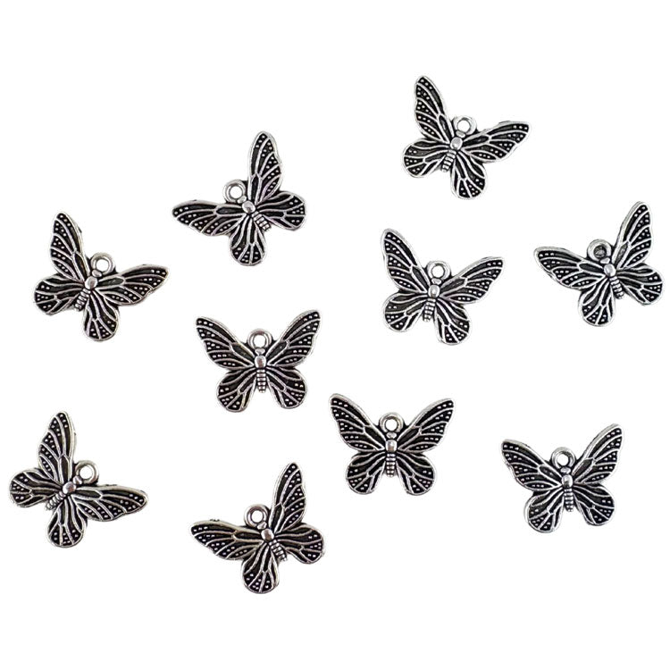 Metal Butterfly Charms 10pk - Silver Colour