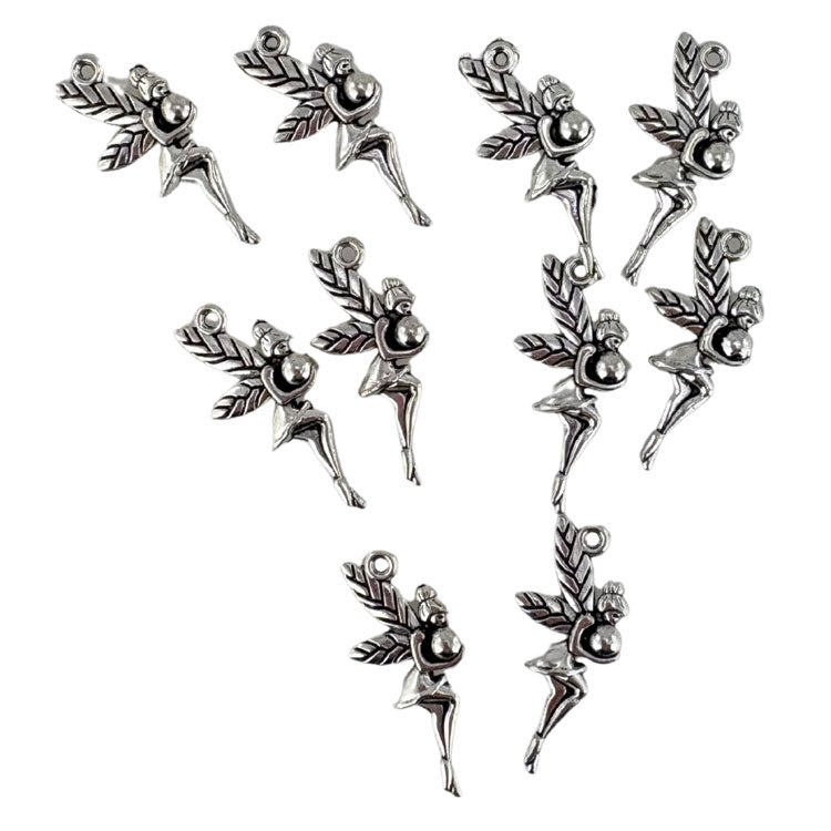 Metal Fairy Charms 10pk - Silver Colour